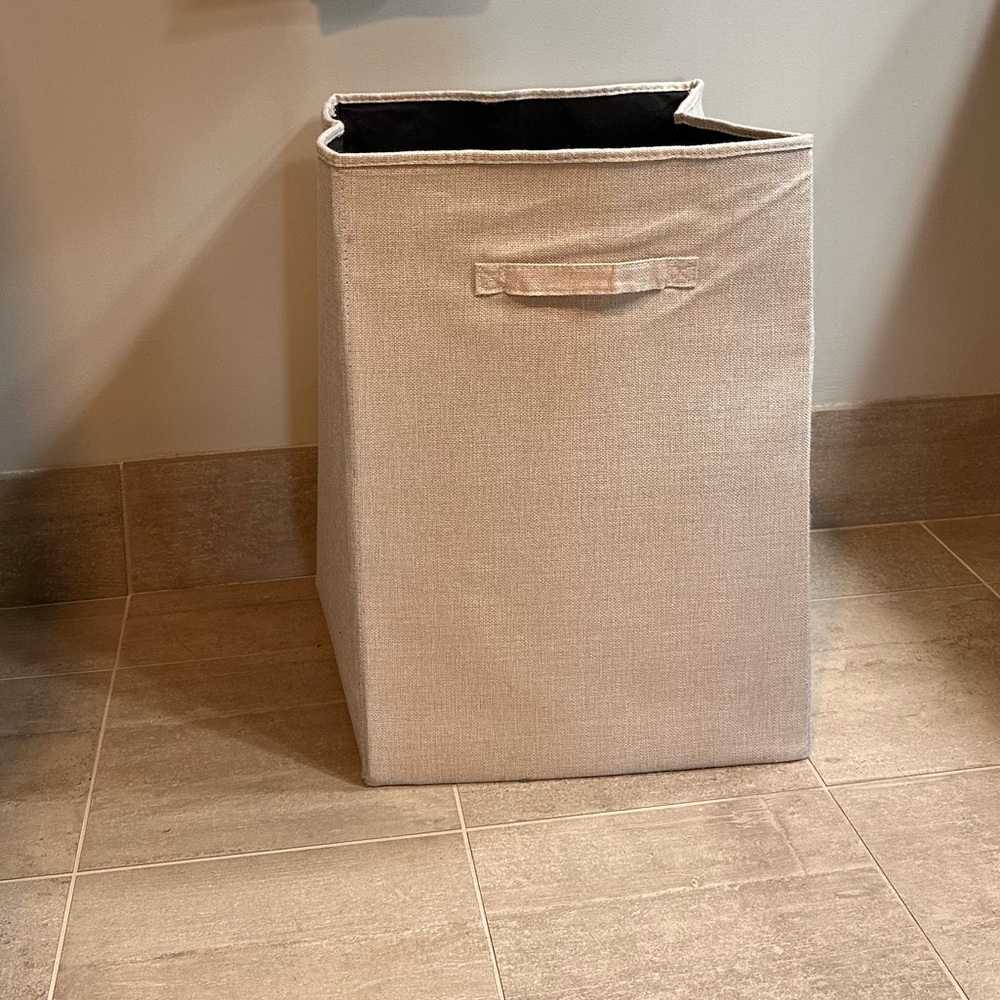 Neutral Fabric Laundry Basket (or storage bin) with Handle